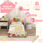 Cute Animal Themed Toddler Bed with Safety Rails 143 x 77 x 60cm by AIYAPLAY