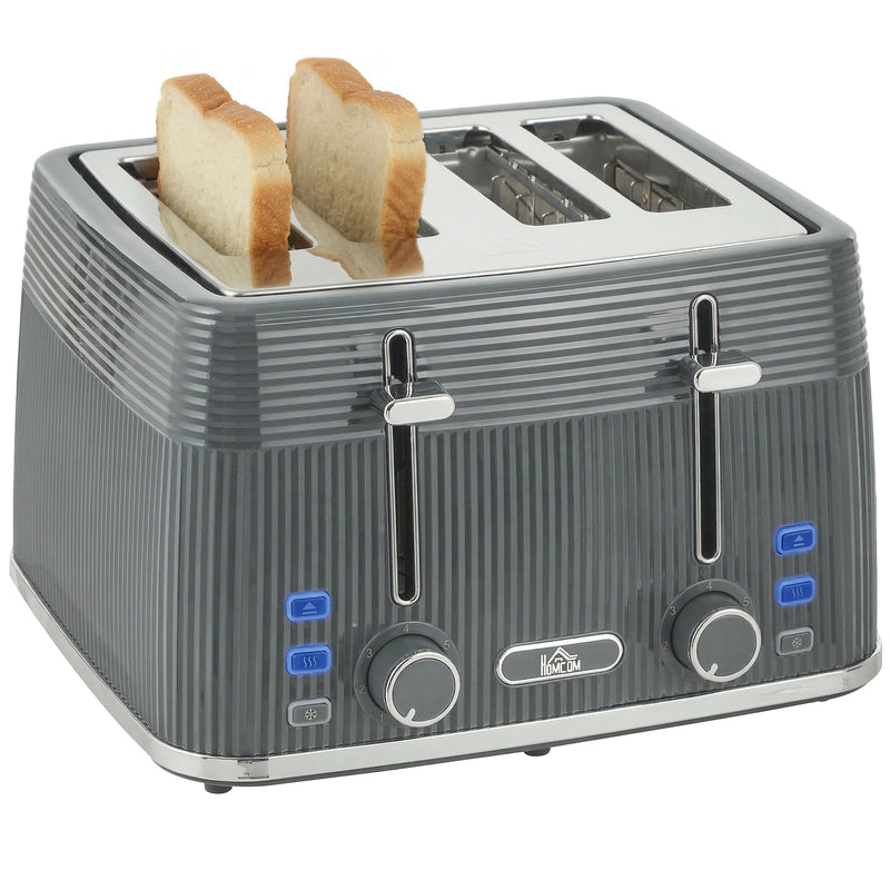 4 Slice Toaster with Dual Controls for Easy Family Breakfasts Grey AOSOM