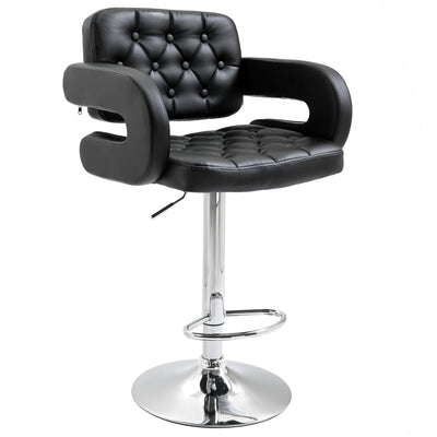 Adjustable Swivel Bar Stool with Backrest Armrests and Footrest for Kitchen Counter Black