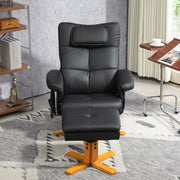 Black Faux Leather Massage Recliner Chair with Storage Ottoman by HOMCOM