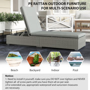 Rattan Sun Lounger with Adjustable Backrest and Padded Seat for Garden Relaxation, Light Grey Outsunny
