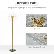 160cm Tall Floor Lamp with Crystallite Dandelion Design and Foot Switch, Silver