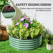 Light Green Galvanised Raised Garden Bed with Safety Edging and Gloves 120x120x43cm by Outsunny