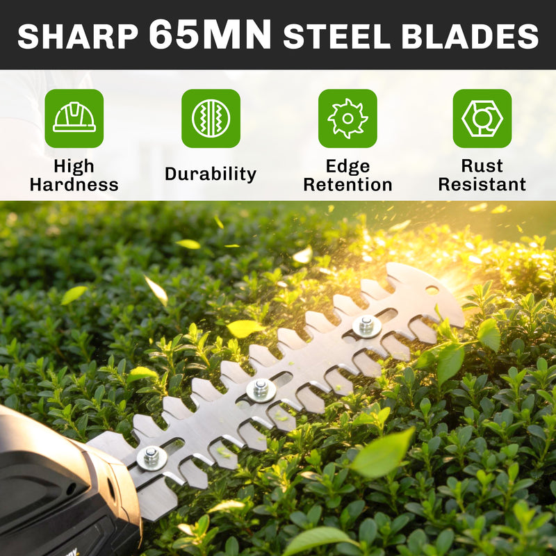 Cordless Hedge Trimmer and Grass Shear for Easy Garden Maintenance Black AOSOM