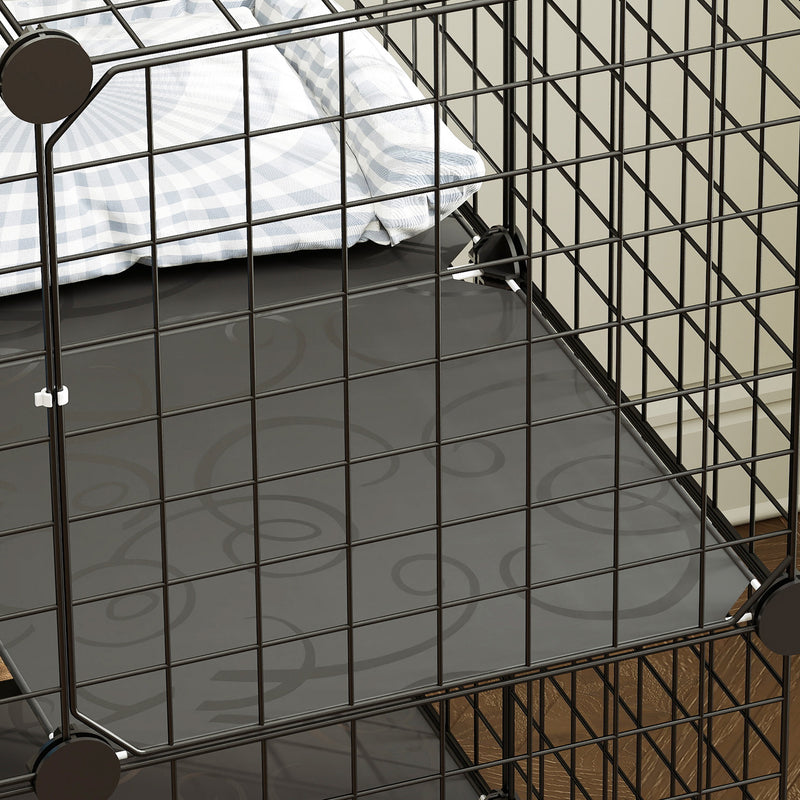 Modular Indoor Cat Enclosure with Climbing Ladder and Hammock for Secure Play Black AOSOM