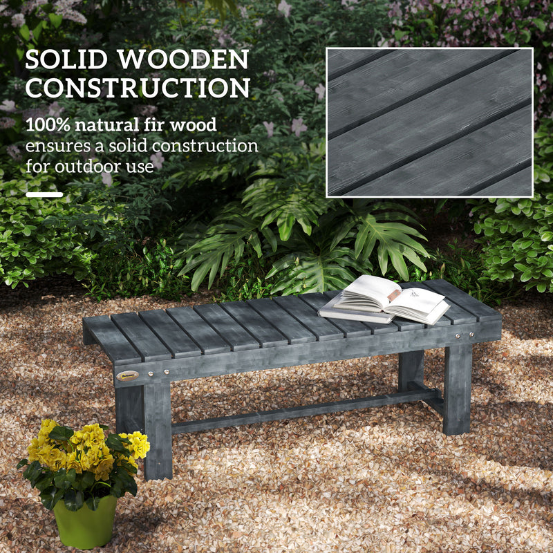 2 Seater Wooden Garden Bench With Slatted Backrest For Outdoor Relaxing, Grey AOSOM