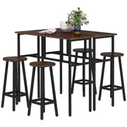6 Piece Counter Height Bar Table and Stool Set Ideal for Kitchen or Dining Area Rustic Brown