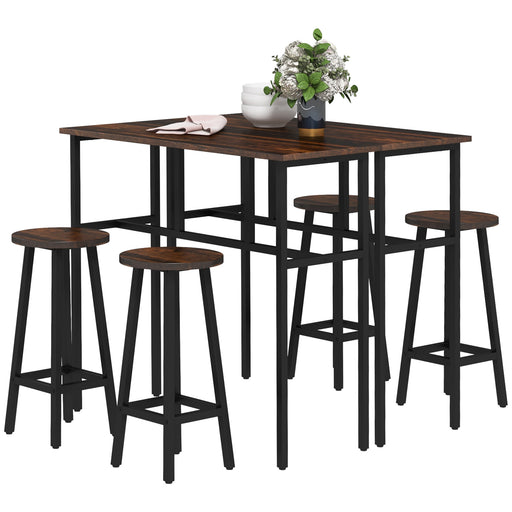 6 Piece Counter Height Bar Table and Stool Set Ideal for Kitchen or Dining Area Rustic Brown