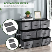 Dark Grey 8 Drawer Fabric Chest of Drawers for Bedroom and Living Room Storage