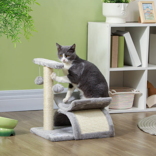 Cat Tree Tower With Rotating Top Perch Sisal Scratching Post Tunnel And Toys Grey