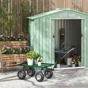 Heavy Duty Garden Trolley Cart With Pneumatic Wheels And Steel Frame For Outdoor Use Green AOSOM