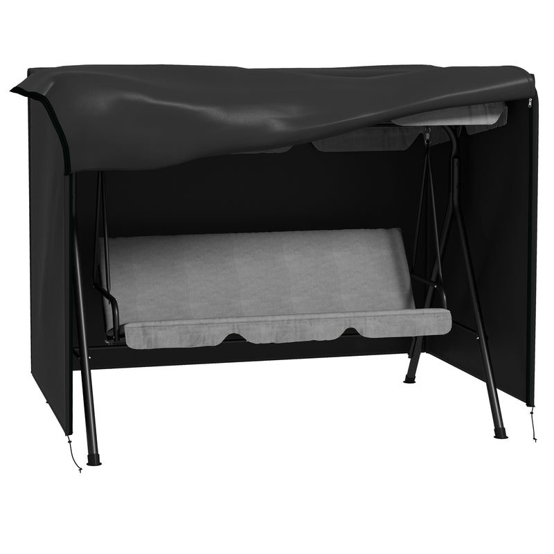 Garden Swing Chair Cover Waterproof Weatherproof Protection for Three Seater Black AOSOM