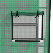 Walk In Greenhouse Cover Replacement with Roll Up Door and Mesh Windows for Garden Green