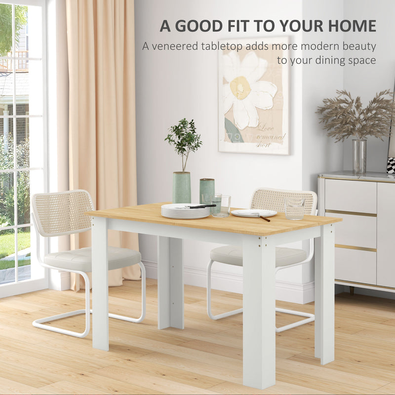 Dining Table for Small Spaces Seats 6 Easy Clean Wood Effect Oak White AOSOM