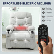 Electric Recliner Armchair with Massage Heat USB Port and Cup Holders for Lounge Grey AOSOM