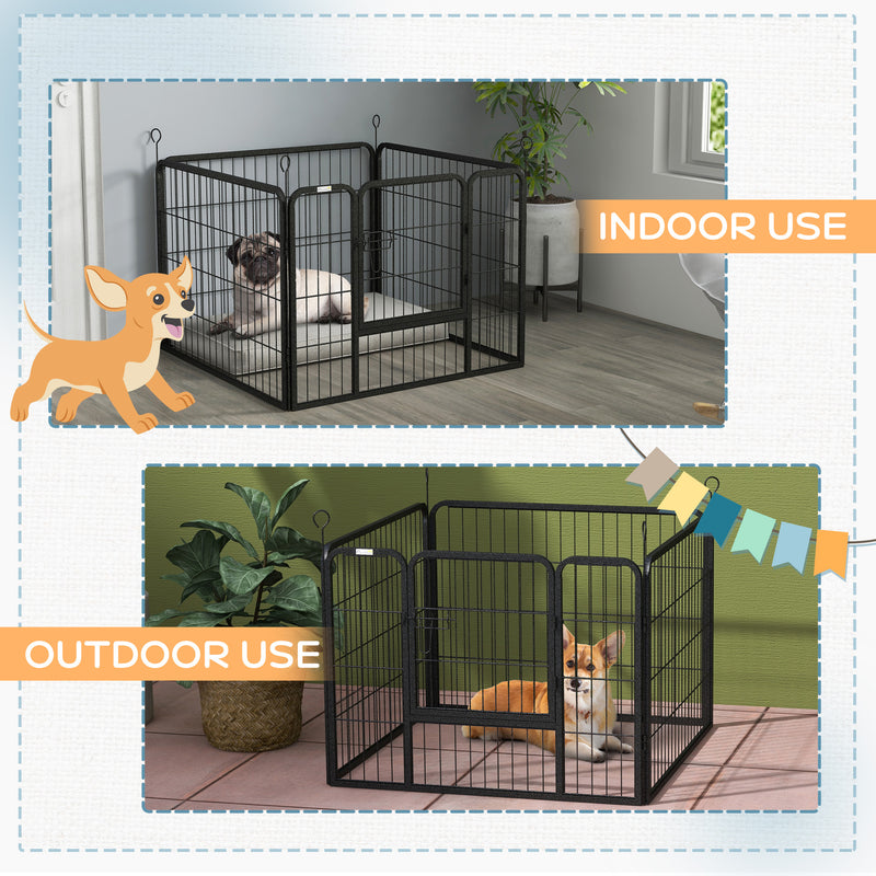 Heavy Duty Foldable Dog Playpen 4 Panel Puppy Exercise Pen for Indoor and Outdoor Use Grey