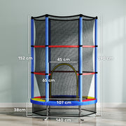 Kids Trampoline with Enclosure Net Steel Frame for Ages 3 to 6 Multicoloured by HOMCOM AOSOM
