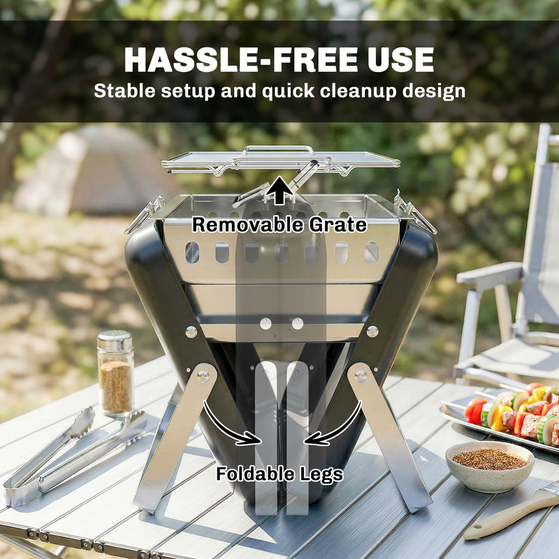Portable Charcoal BBQ Grill for Easy Outdoor Cooking and Picnics Black
