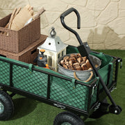 Green 114L Steel Frame Garden Cart Trolley for Heavy Loads by Outsunny