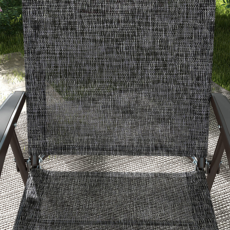 Set of 2 Folding Garden Chairs with Breathable Mesh Seats for Outdoor Use Grey AOSOM