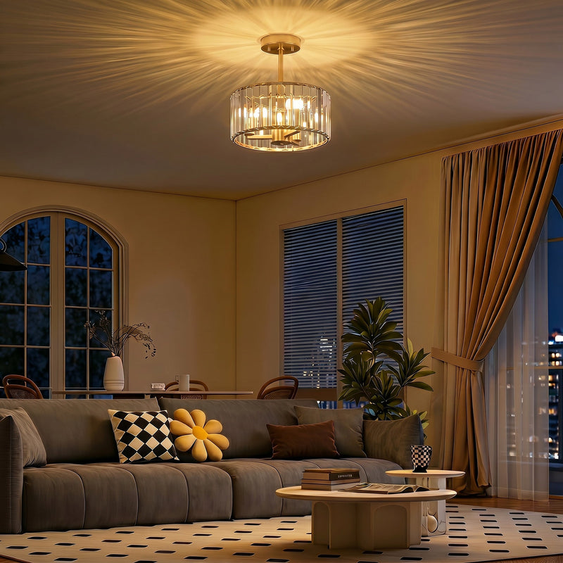Crystal Ceiling Light for Brightening Bedrooms or Living Rooms Semi Flush