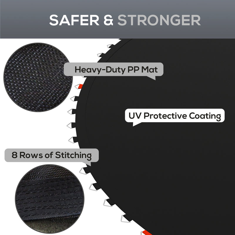 10ft Trampoline Replacement Mat With Spring Tool and 54 V Hooks For Outdoor Use Black AOSOM