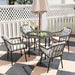 Grey 5 Piece Rattan Patio Dining Set With Cushions And Glass Tabletop By Outsunny