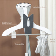 1800W Standing Clothes Steamer with Accessories Grey by HOMCOM