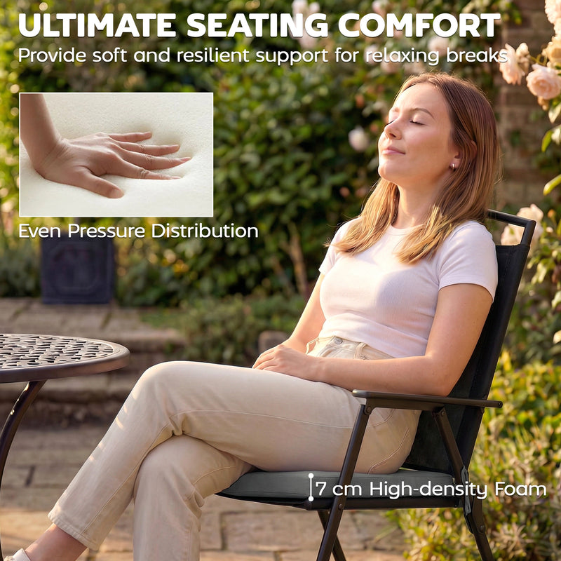 Outdoor Seat Cushions Set of 6 for Comfortable Garden Chairs Water-Repellent Dark Grey Outsunny