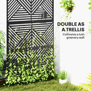 Black 6.5ft Freestanding Metal Garden Privacy Screen Decorative Panel by Outsunny