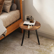 Round Coffee Table with Steel Frame for Small Spaces Ideal for Living Room or Bedroom Chestnut Wood Effect