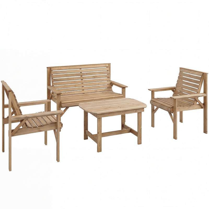 Wooden Garden Furniture Set for Relaxing Outdoor Seating with Coffee Table Outsunny