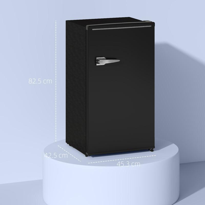 Black 85L Retro Under Counter Fridge with Chiller Box and Glass Shelves by HOMCOM