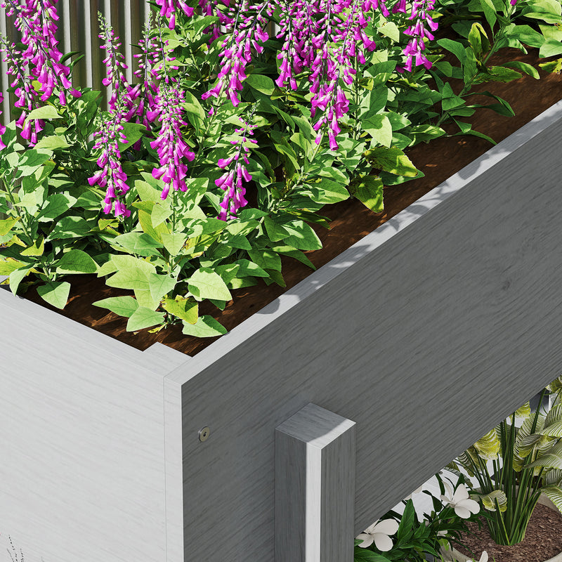 Grey Wooden Two Tier Raised Garden Planter for Flowers and Herbs by Outsunny
