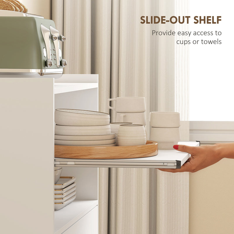 Kitchen Trolley with Storage and Slide-Out Shelf for Small Spaces White