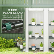 Three Tier Mini Greenhouse White Compact Plant Growhouse for Outdoors by Outsunny