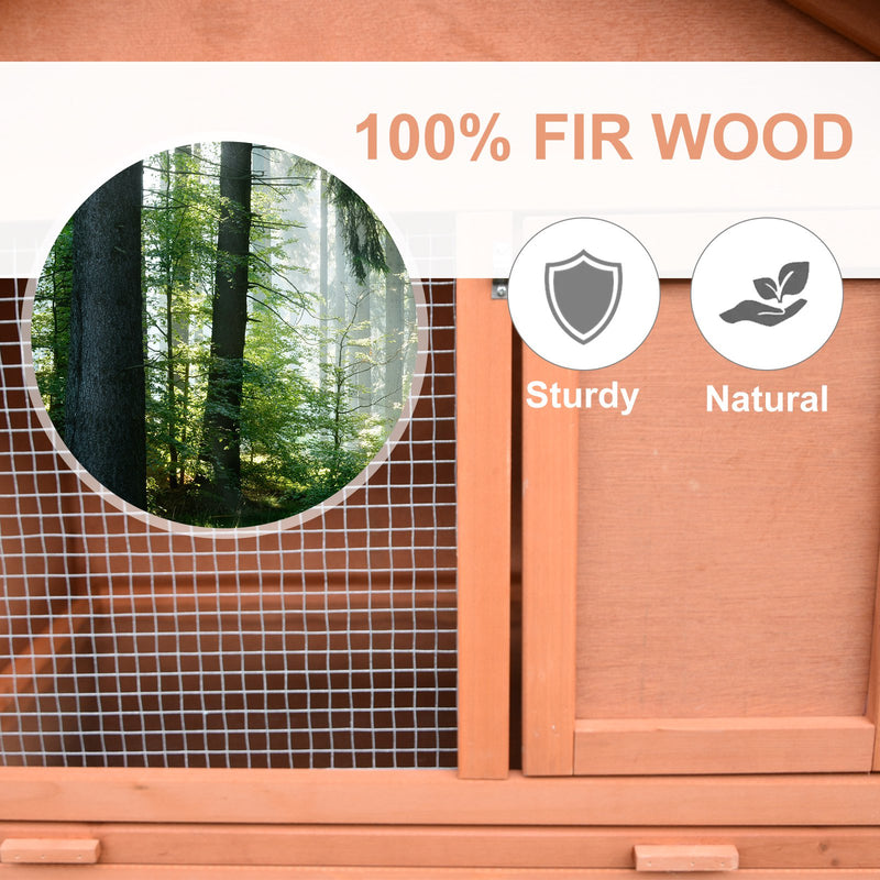 Two Level Wooden Hutch for Guinea Pigs with Slide Out Tray Ideal for Outdoors, Red and Brown