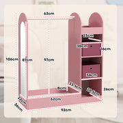 Kids Clothes Rail with Storage Shelf Mirror and Boxes for Bedroom or Nursery Pink by AIYAPLAY