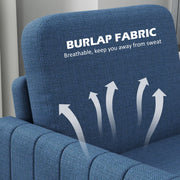 Blue Modern Boxy Linen Look Armchair with Padded Seat by HOMCOM