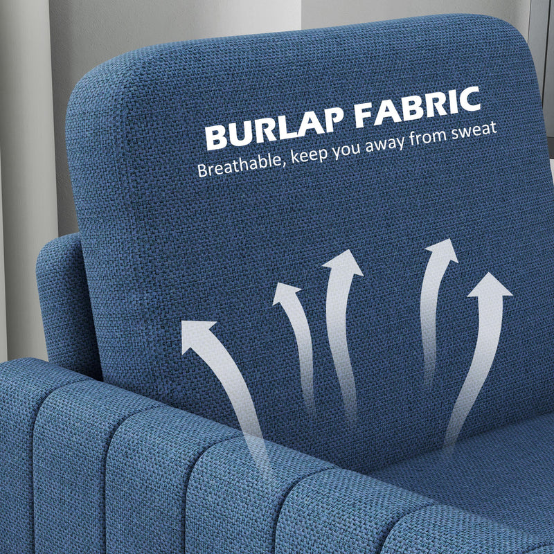 Blue Modern Boxy Linen Look Armchair with Padded Seat by HOMCOM