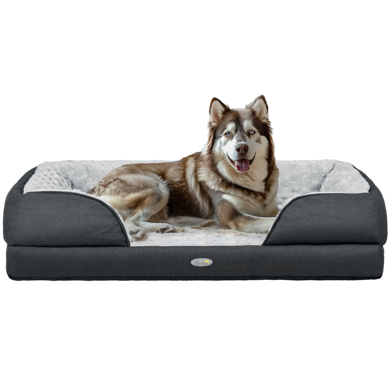 Large Calming Dog Bed with Removable Washable Cover and Anti Slip Base Charcoal Grey