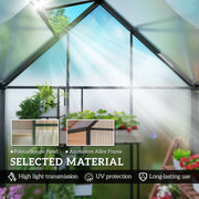 Walk-In Polycarbonate Greenhouse | Swing Door, Roof Vent & Ground Stakes – Black Outsunny