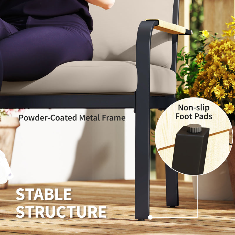 7 Piece Garden Furniture Set for Outdoor Relaxing with Cushions, Khaki & Dark Grey