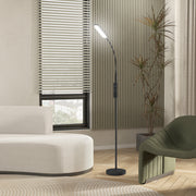 Black LED Floor Lamp With Remote Touch Control and Adjustable Brightness For Living Room AOSOM