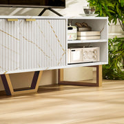 White Marble Effect TV Stand for up to 70 Inch TVs With Shelves and Storage by HOMCOM