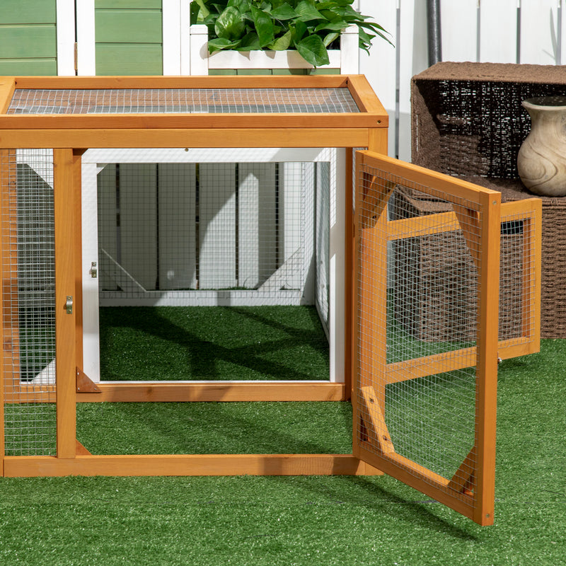 Wooden Chicken Coop with Perches and Doors for 2 to 4 Hens Easy Access Design Natural Wood