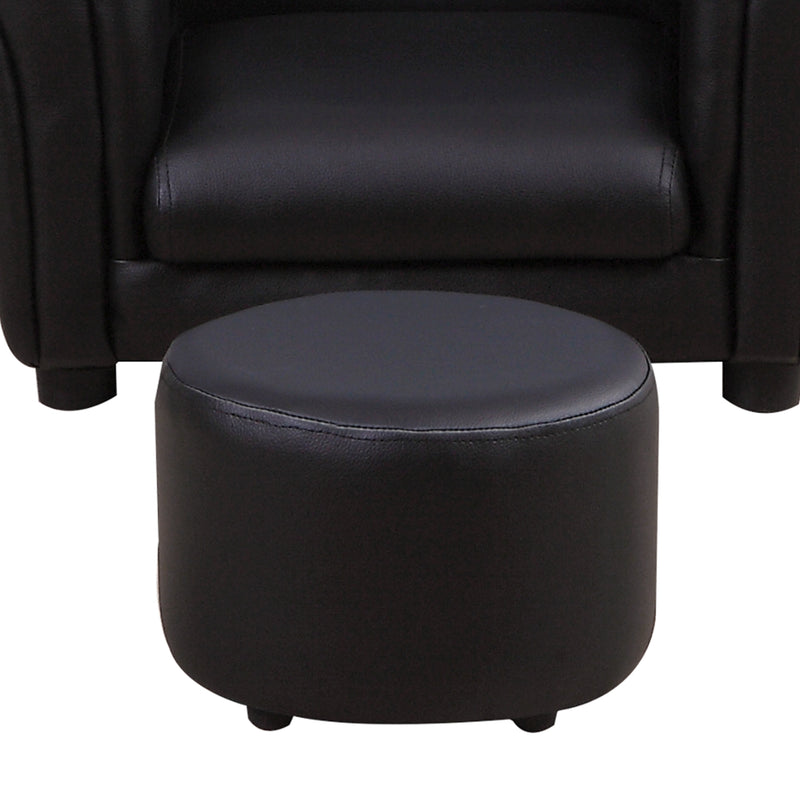 Kids Armchair and Footstool Set with Soft Padding Great for Reading or Relaxing, Black