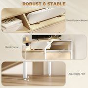 TV Stand Cabinet for 55 Inch TVs with Storage Drawers and Shelves for Living Room, Natural Wood