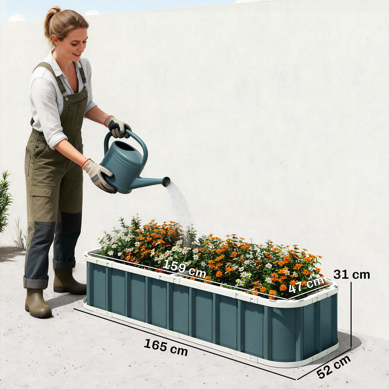 Raised Garden Bed for Easy and Safe Home Planting with Tool-Free Assembly, Dark Grey Outsunny