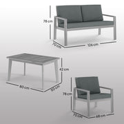 4 Piece Wooden Garden Furniture Set with Cushions Light Grey Outdoor Comfort by Outsunny